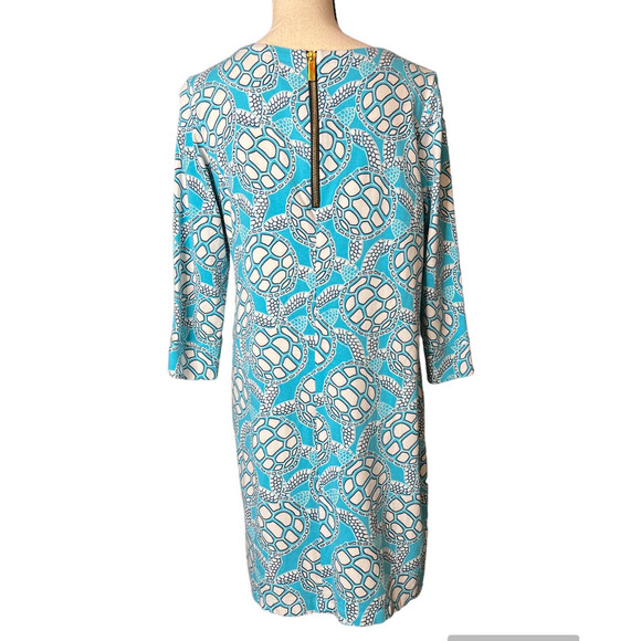 Crown & Ivy Dress in Turquoise with Turtle Print in Black and White Size Small - Picture 3 of 5